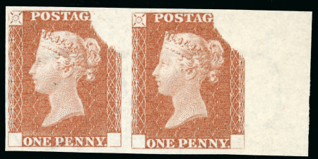 Stamp of Great Britain » Line Engraved Essays, Plate Proofs, Colour Trials and Reprints 1840 1d Red-Brown Rainbow Trial (state 3) imperforate