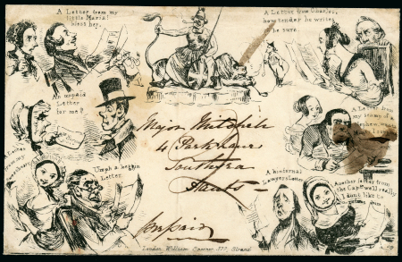 Stamp of Great Britain » 1840 Mulreadys & Caricatures 1841 (11 Jan.) Spooner envelope, rated "2" and "Pre