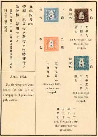 1896, "Dai NipponTeikoku Yubinkitte Enkakushi" Historical Record of Imperial Japanese Postage Stamps