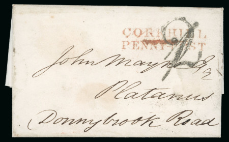 Stamp of Ireland » Pre-Stamp Postal History » Local Post Period 1829 (January 6th) Folded entire sent to Donnybrook