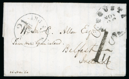 Stamp of Ireland » Transatlantic Mail to, from and via Ireland 1860-1864 Two folded entire sent from New York and