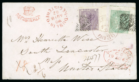 Stamp of Ireland » Transatlantic Mail to, from and via Ireland 1862 (August 18th) Registered envelope with original