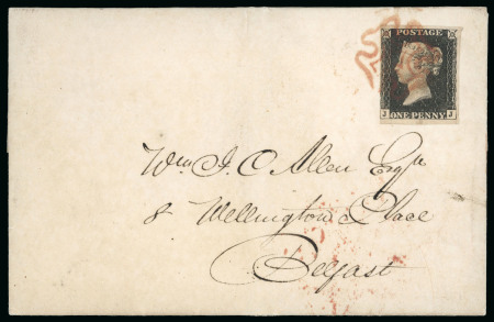 Stamp of Ireland » GB Used In Ireland 1840 (July 31st) Folded cover from Dublin to Belfast, franked 1840 1d black pl.4