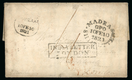 Lot 30400 - 1821 (Feb 3) Entire letter from Hyderabad via Madras ...