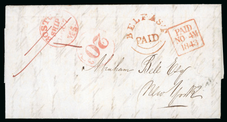 Stamp of Ireland » Transatlantic Mail to, from and via Ireland 1843 (November 4th) Folded entire sent from Belfast