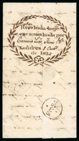 Stamp of Great Britain » Postal History 1824 Entire from London to Portugal with fine floral