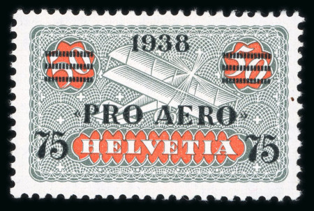 Flugpostmarken, 1938, 75/50 Rp mit Pro Aero Aufdruck,