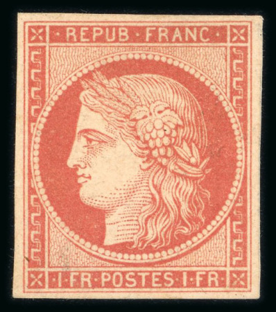 1849, Cérès non dentelé 1 franc vermillon pâle dit