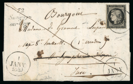 1849, Cérès non dentelé 20 centimes noir sur blanc