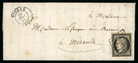 1849, Cérès non dentelé 20 centimes noir sur jaune