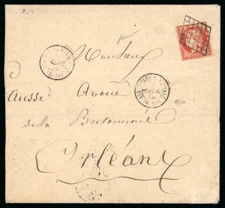 1849, Cérès non dentelé 1 franc vermillon vif Y&T n°7a,