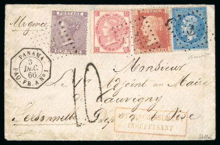 1866, Lettre du Panama à destination de Cauvigny (Oise),