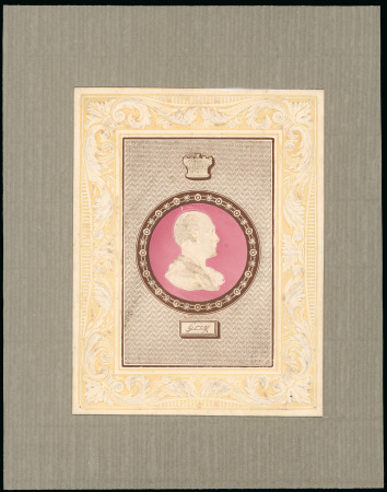 Stamp of Great Britain » 1839 Treasury Competition Charles Whiting: An embossed sample produced by the Congreve process, printed in  buff, brown and pink showing Earl Grey