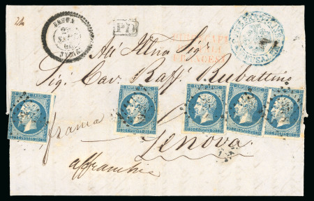 1860, Lettre de Jaffa pour Gênes (Genova), affranchissement