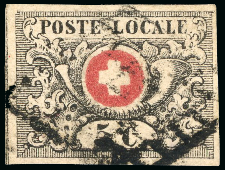 Schweiz, Genf 1850 Übergangsperiode, Waadt 5c sauber