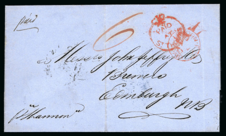 1842-67, group of four covers incl. 1862 "PAID / AT / ST. THOMAS" crown circle hs