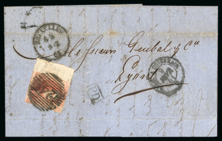 1861, Lettre de Bruxelles pour Lyon, affranchissement