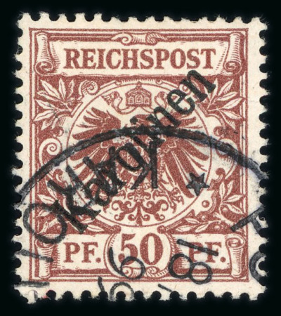 1899 (Ovpt at 48 degrees) 50pf used, very fine