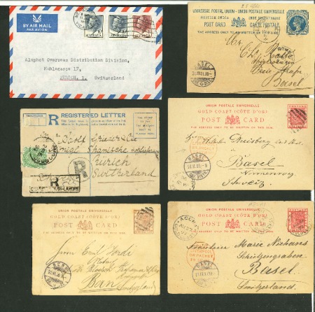 1886-1960 Group of 42 covers addressed to Switzerland,