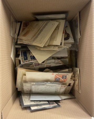 1815-1970's, Medium box  stuffed with postal history