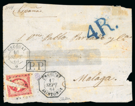 1859, Devant de lettre pour Malaga, affranchissement