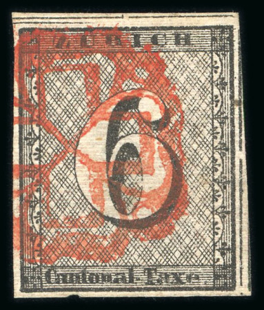 1846, Zürich 6 Rp mit waagerechten Untergrundlinien, Type 4