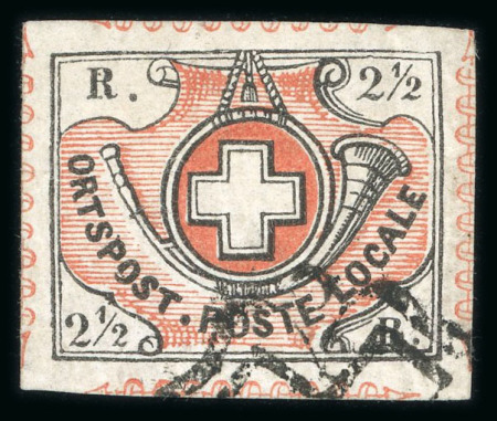 1850, Übergangszeit, 2 1/2 Rp sogenannte Winterthur, gestempelt durch Zürcher-Rosette