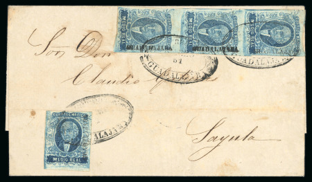1856 Guadalajara ½ Real Blue multiple on cover