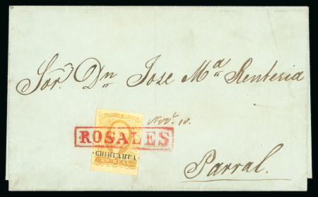 1856 Chihuahua ½ Real Blue and 1 Real Yellow three covers