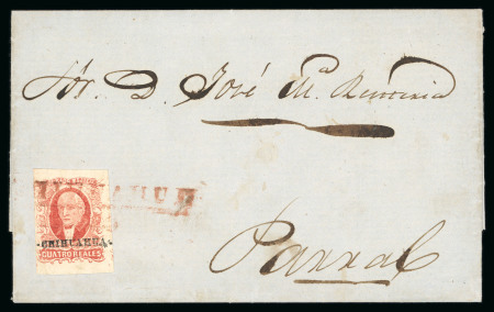 1856 Chihuahua 4 Reales Red on cover