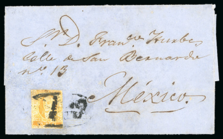 1856 Cuautitlán 1 Real Yellow on cover