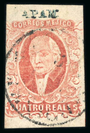 1856 Apam 4 Reales Red postally used