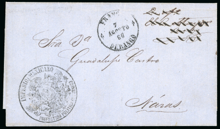 1866 Durango Sello Negro cover with Official Imperial cachet